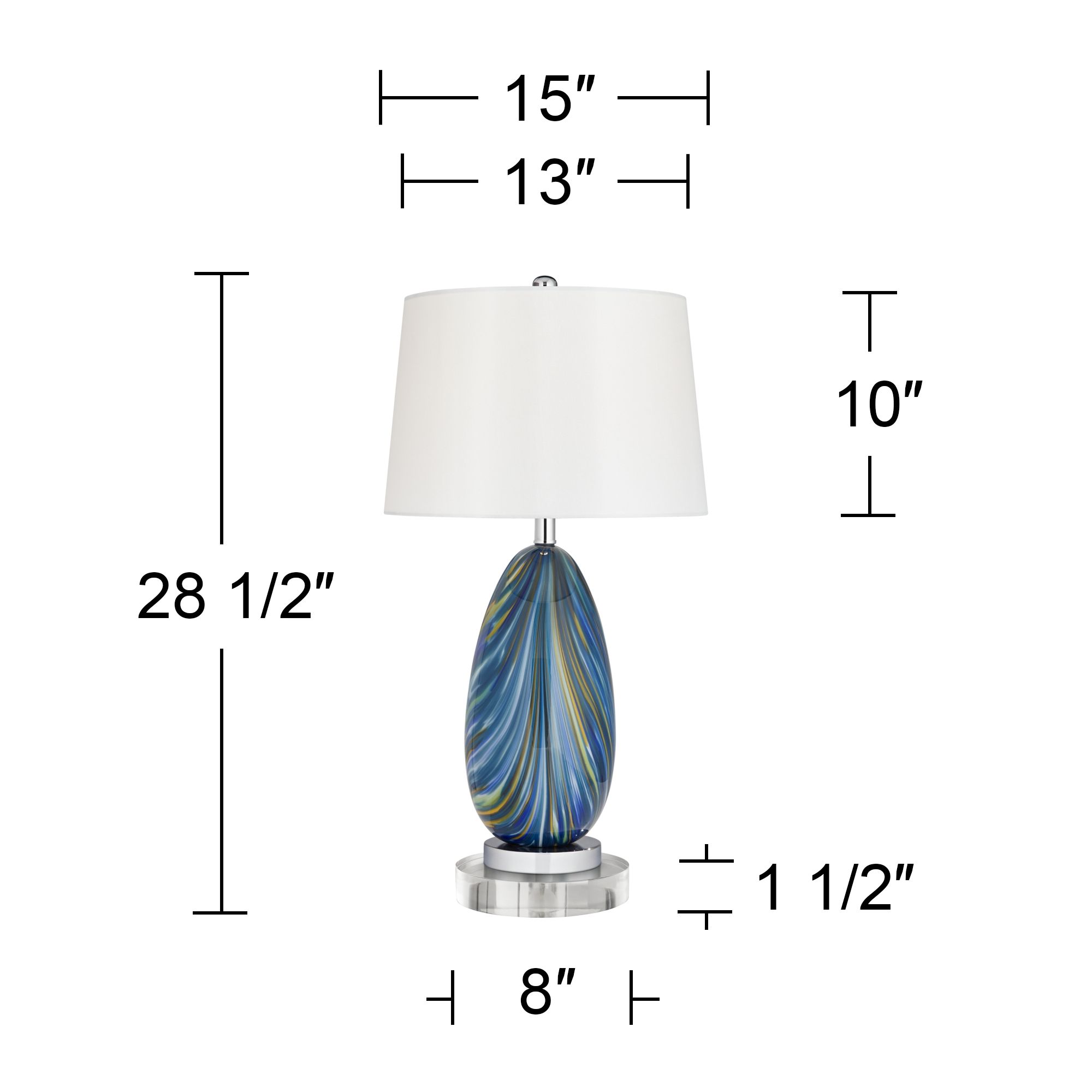 Possini Euro Pablo 28 1/2" Blue Glass Table Lamp with Acrylic Riser