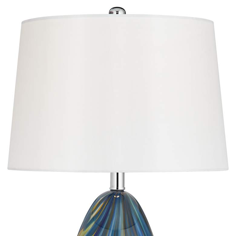 Image 3 Possini Euro Pablo 28" Blue Glass Lamp with Round Black Marble Riser more views