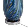 6_Possini Euro Pablo 28" Blue Glass Lamp with Round Black Marble Riser more views