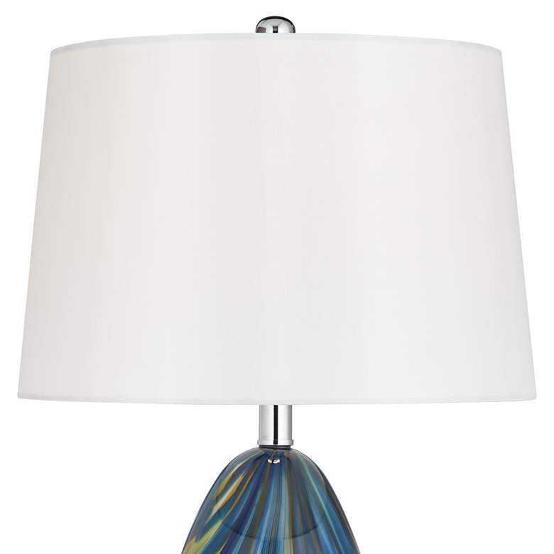 Image 3 Possini Euro Pablo Blue Swirl Glass Lamp with Round Black Marble Riser more views