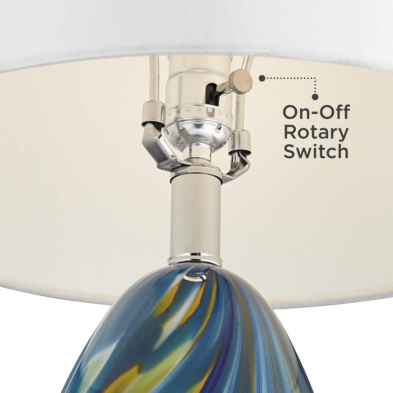 Image 4 Possini Euro Pablo Blue Swirl Glass Lamp with Round Black Marble Riser more views