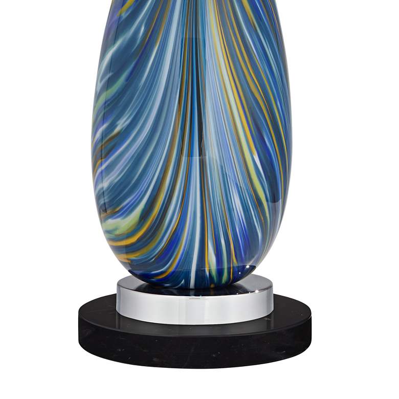 Image 6 Possini Euro Pablo Blue Swirl Glass Lamp with Round Black Marble Riser more views