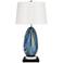 Possini Euro Pablo Blue Swirl Glass Lamp with Square Black Marble Riser