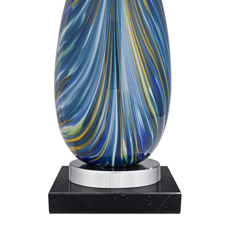 Image 6 Possini Euro Pablo Blue Swirl Glass Lamp with Square Black Marble Riser more views