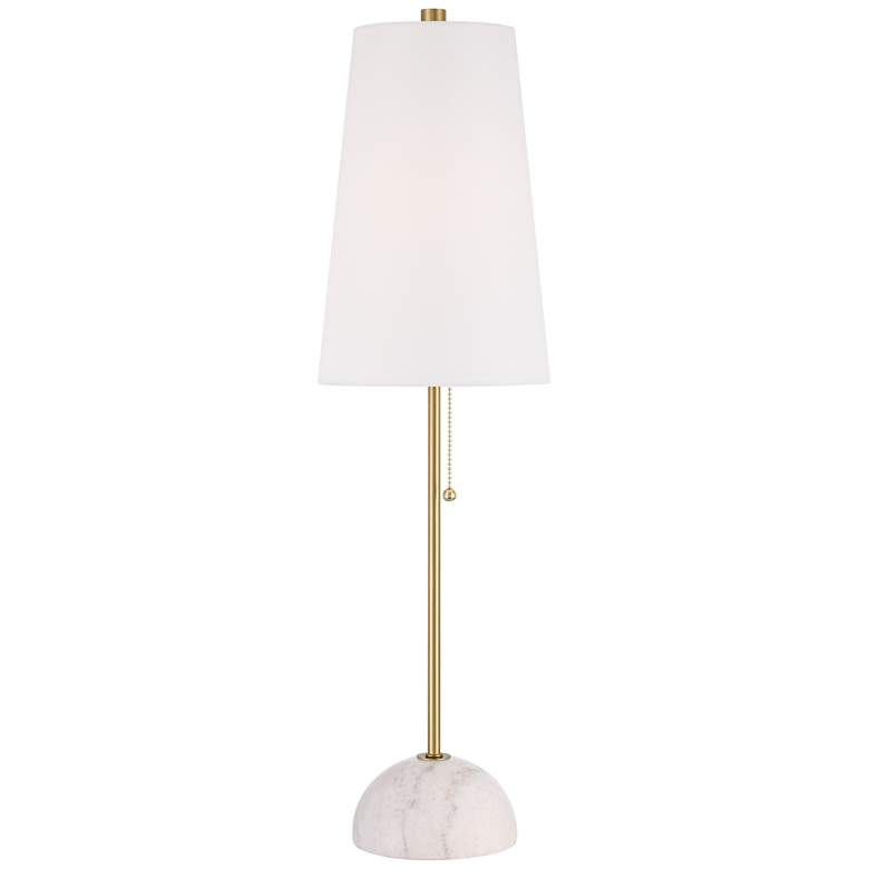 Image 3 Possini Euro Paige 28 1/2" Marble and Brass Console Table Lamp