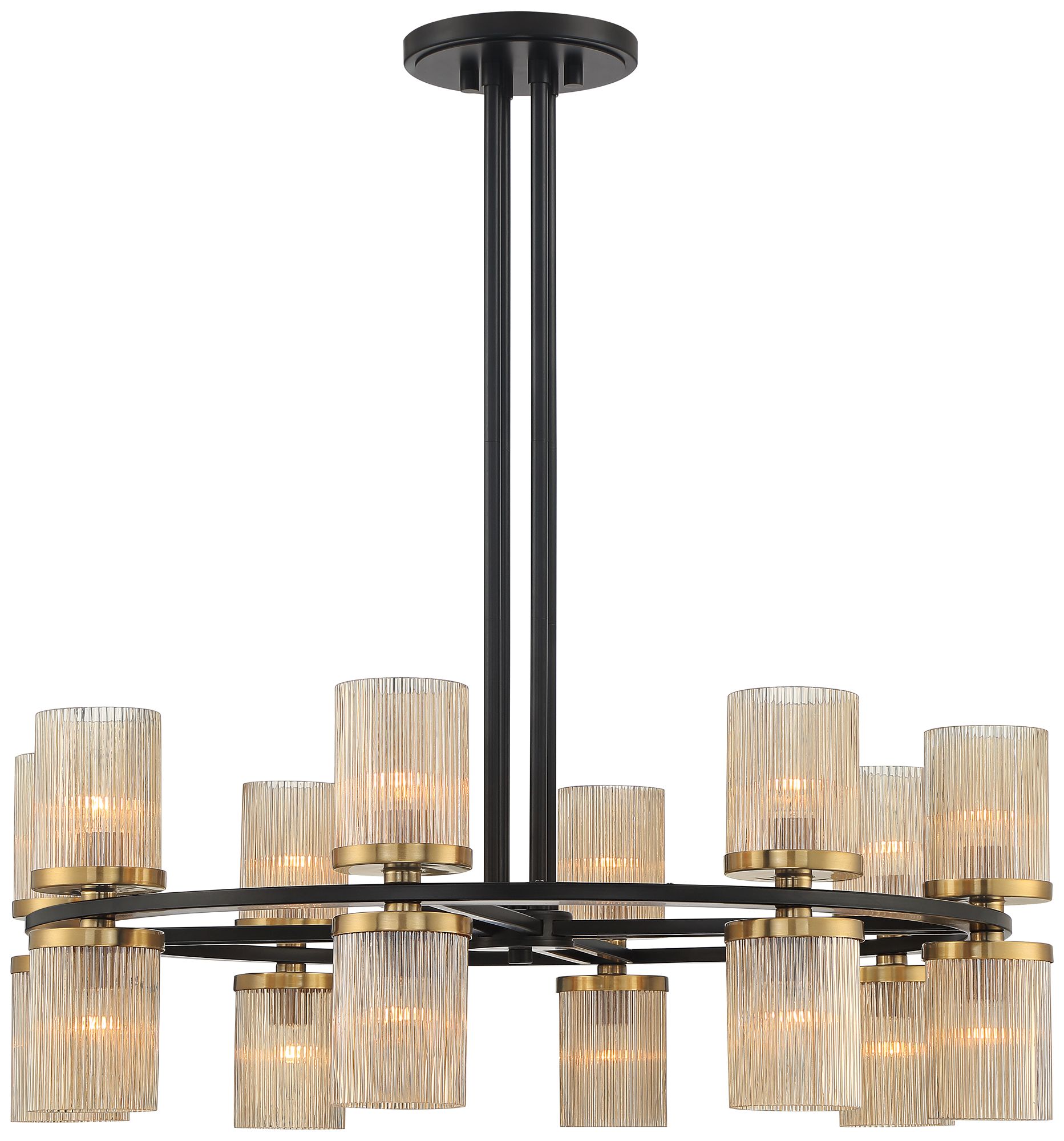 Watch A Video About the Stiffel Palais Modern Black and Brass 16 Light Ring Chandelier