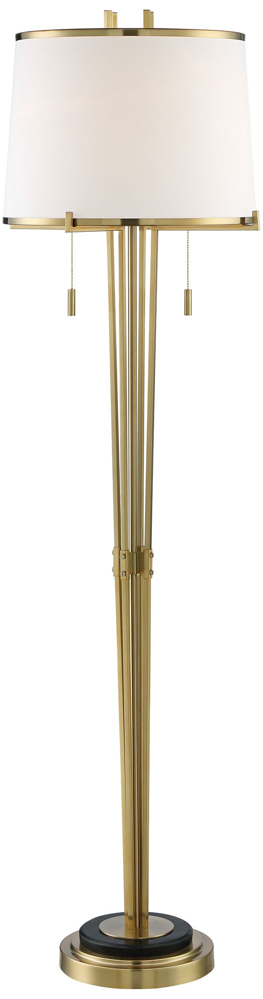 Possini Euro Palisade 64" Luxe Satin Brass and Marble Floor Lamp