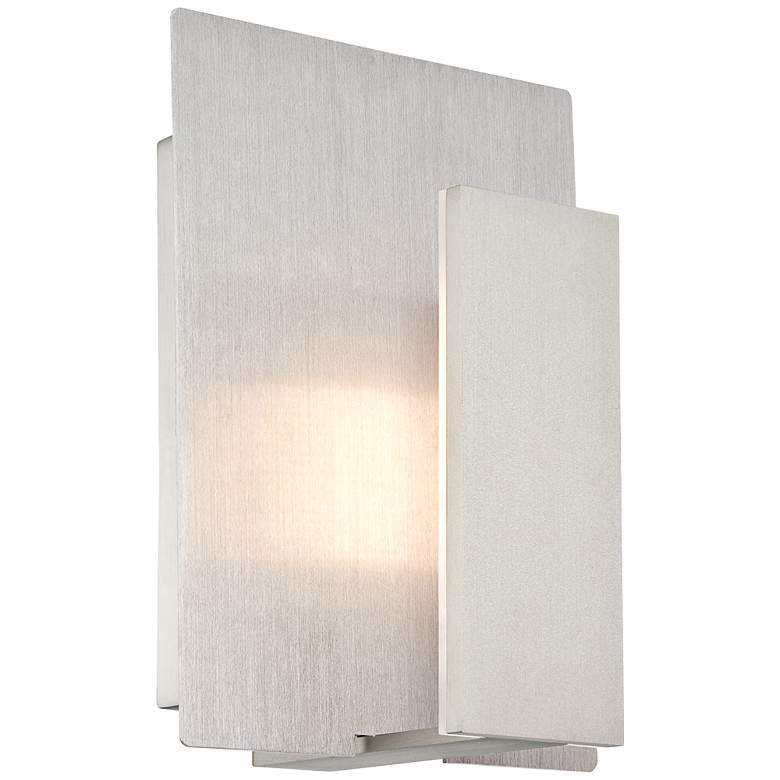 Image 1 Possini Euro Partlo Brushed Steel 7 inch High LED Wall Sconce