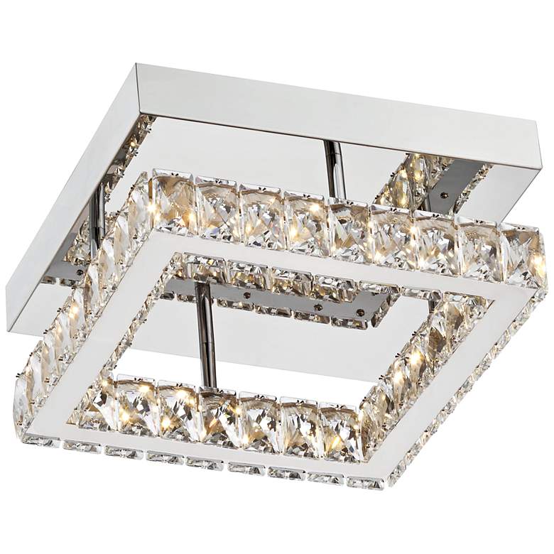 Image 5 Possini Euro Patricia Crystal Square 12 inch Wide Chrome LED Ceiling Light more views