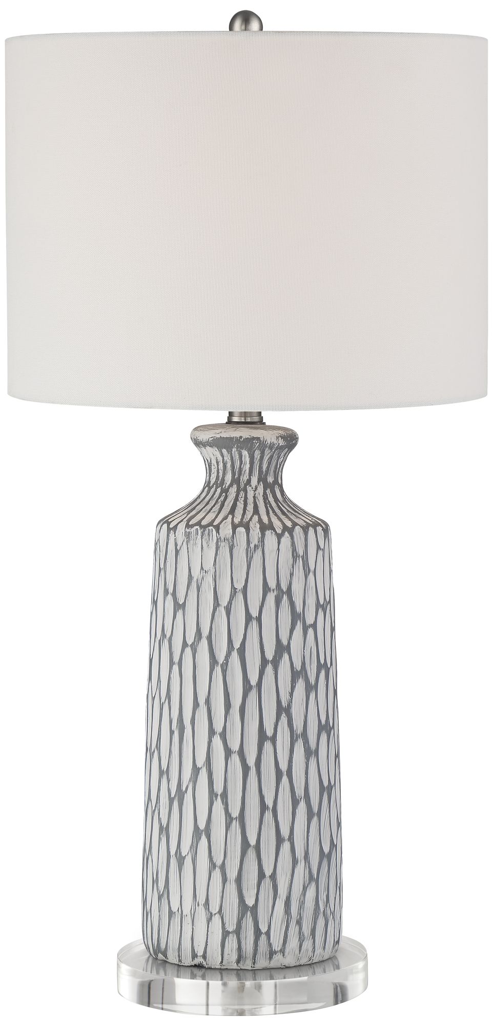 Possini Euro Patrick 27 1/4" Gray and White Ceramic Lamp with Riser
