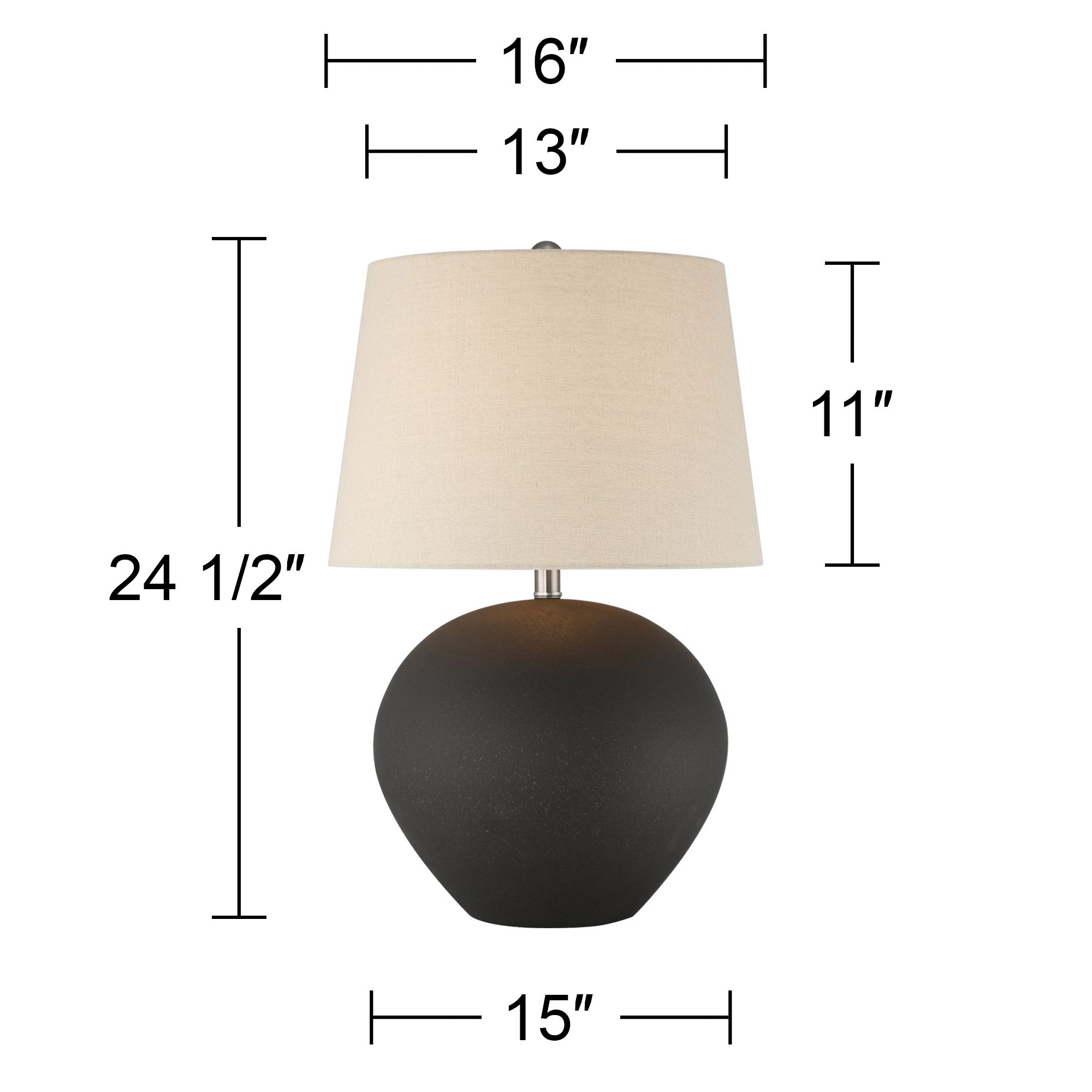 Possini Euro Paulo 24 1/2" High Matte Black Ceramic Pot Table Lamp in scene