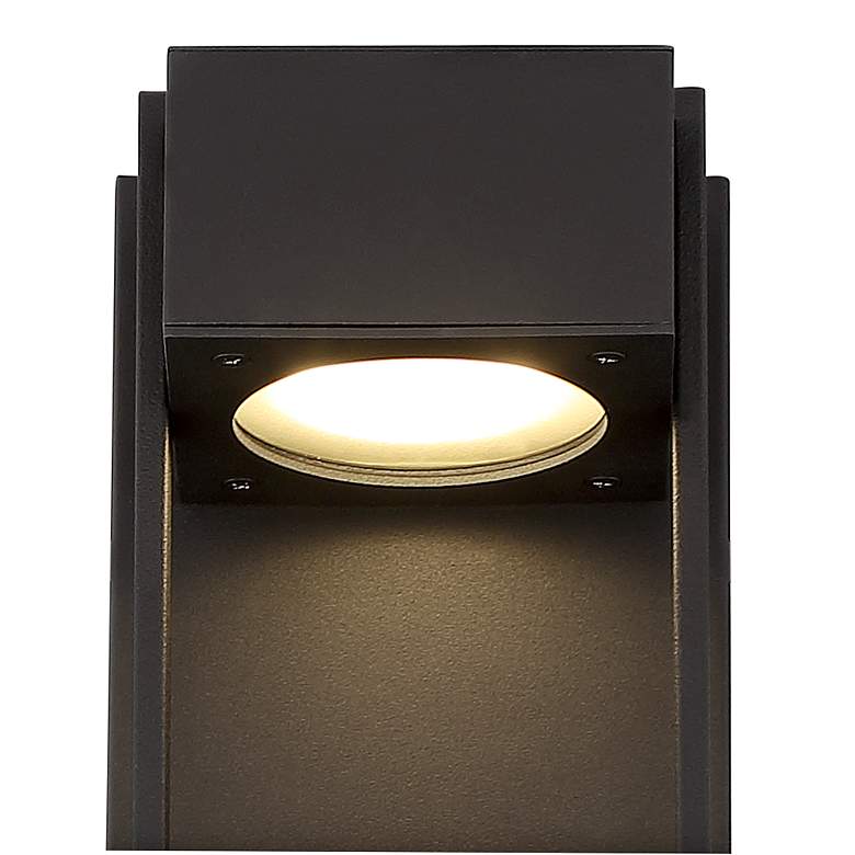 Image 3 Possini Euro Pavel 16" High Textured Black LED Outdoor Wall Light more views