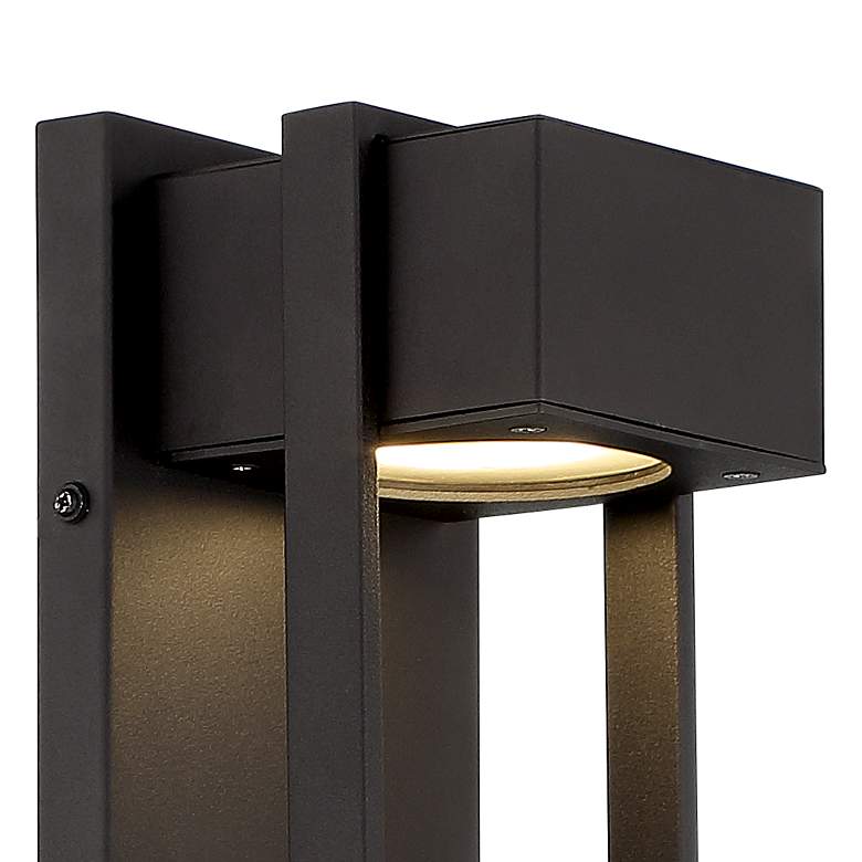 Image 4 Possini Euro Pavel 16" High Textured Black LED Outdoor Wall Light more views