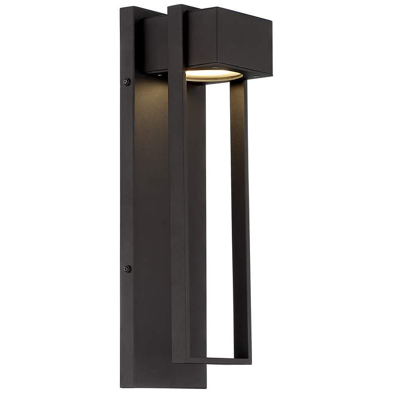 Image 7 Possini Euro Pavel 16" High Textured Black LED Outdoor Wall Light more views