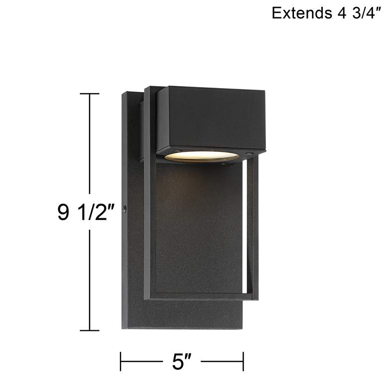 Image 7 Possini Euro Pavel 9 1/2" High Black Modern LED Outdoor Wall Light more views