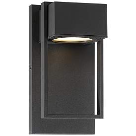 Image2 of Possini Euro Pavel 9 1/2" High Textured Black Modern Wall Sconce