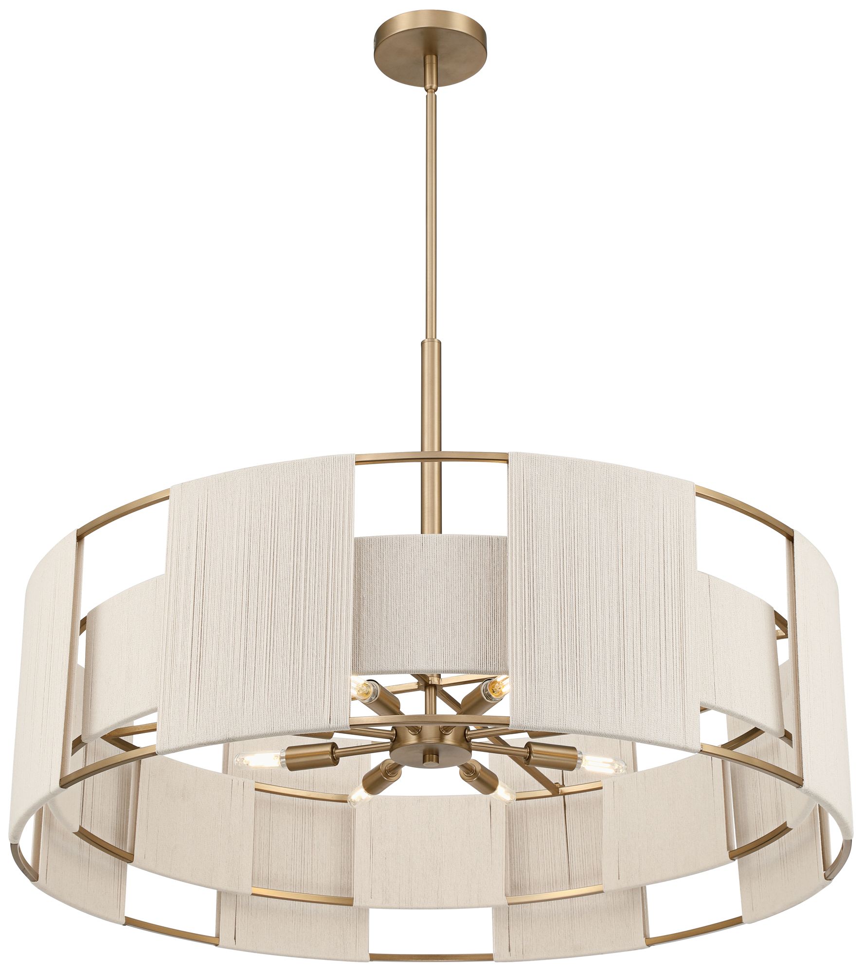 Possini Euro Pavi 32" Wide Brass Yarn 8-Light Coastal Pendant Light in scene