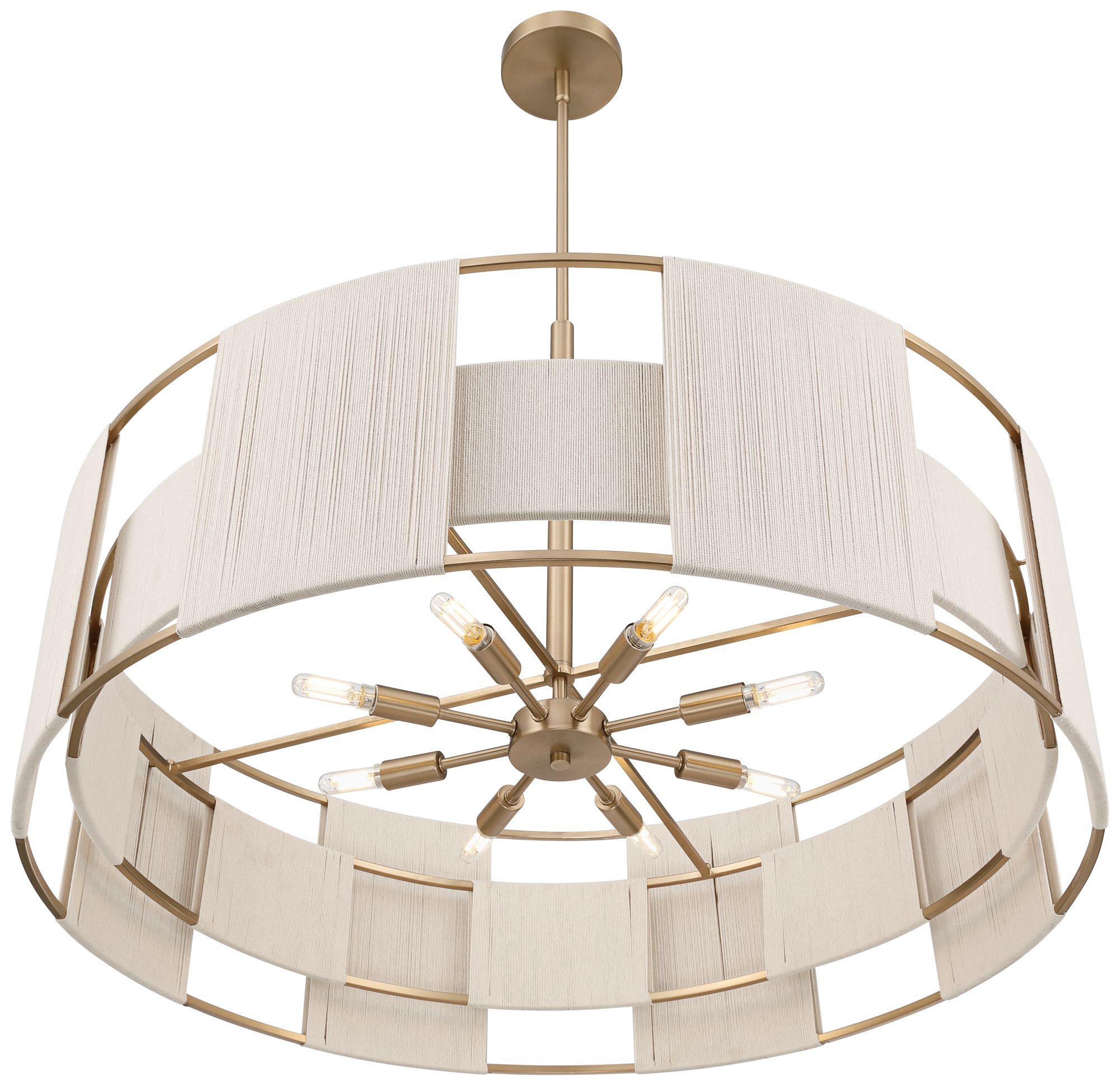 Possini Euro Pavi 32" Wide Brass Yarn 8-Light Coastal Pendant Light in scene