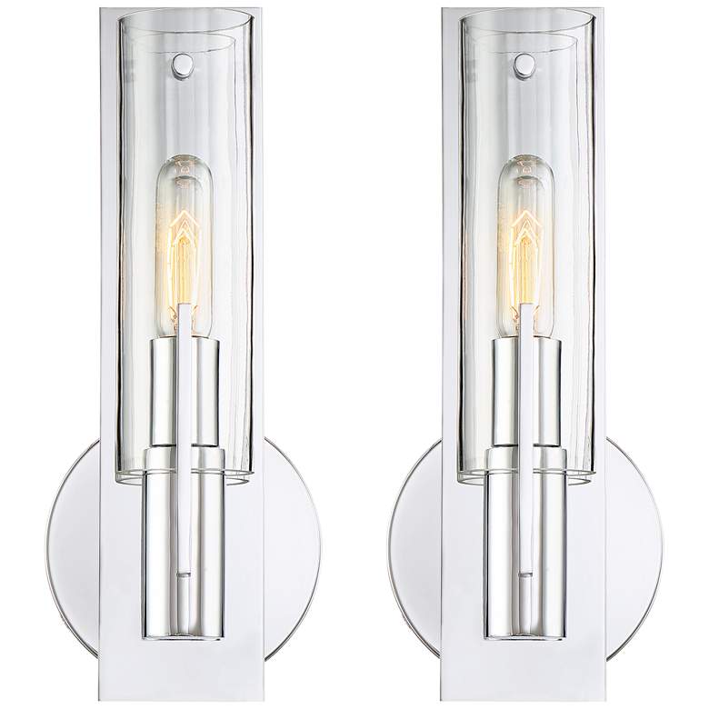 Image 2 Possini Euro Pax 15 inch High Chrome Wall Sconce Set of 2