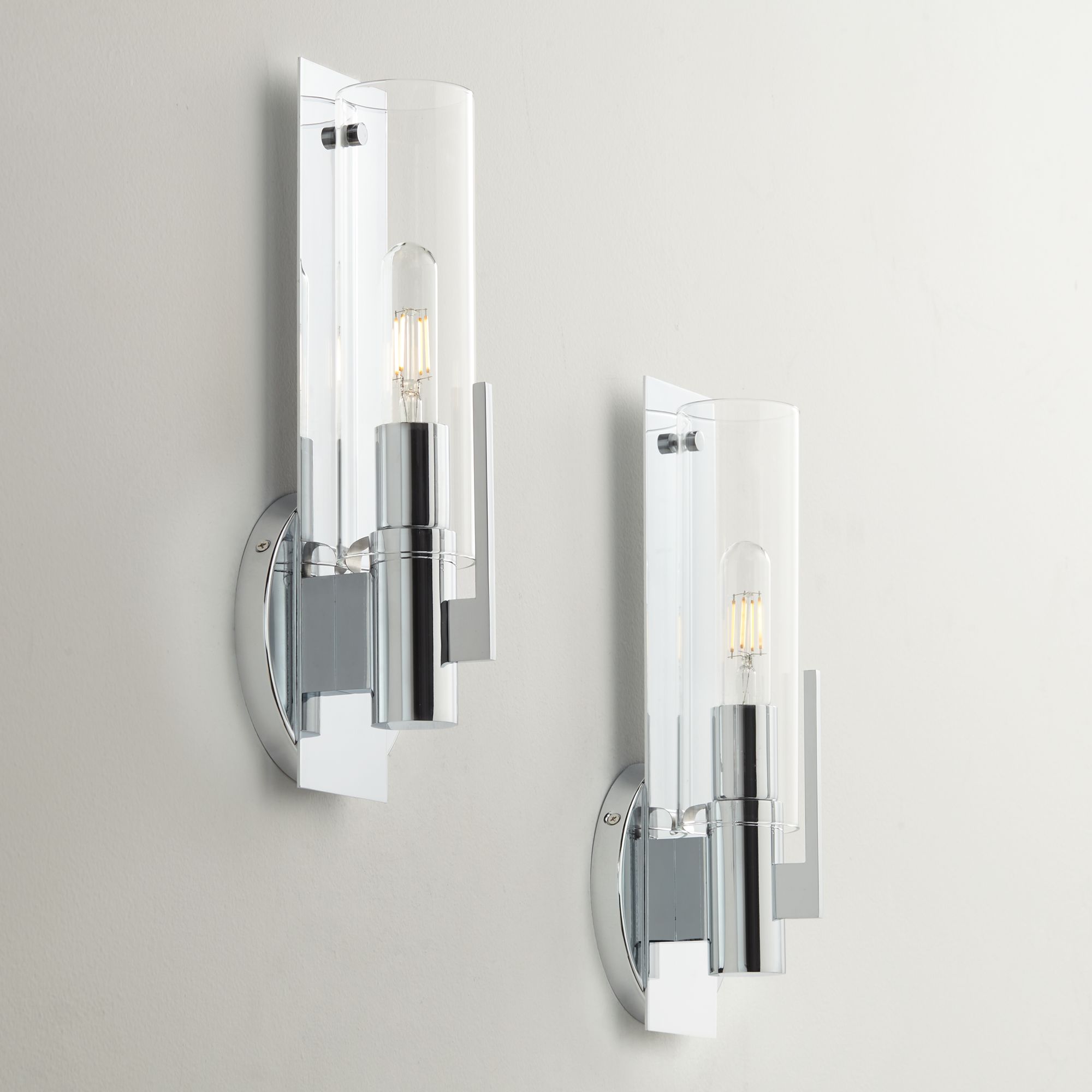 Image Possini Euro Pax 15" High Chrome Wall Sconce Set of 2