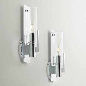 Image1 of Possini Euro Pax 15" High Chrome Wall Sconce Set of 2