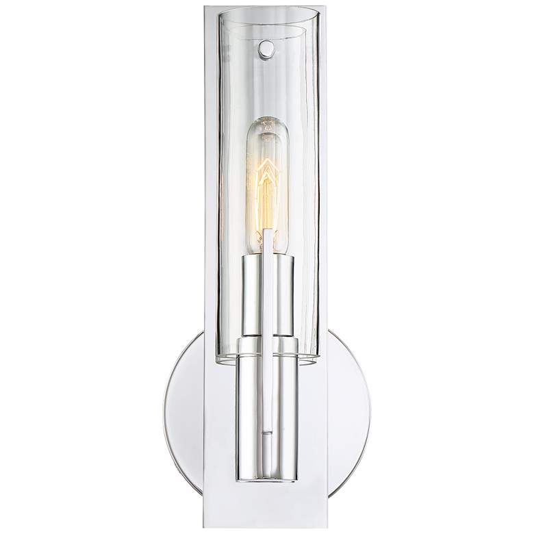 Image 2 Possini Euro Pax 15 inch High Modern Clear Glass and Chrome Wall Sconce