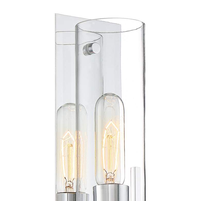 Image 3 Possini Euro Pax 15 inch High Modern Clear Glass and Chrome Wall Sconce more views
