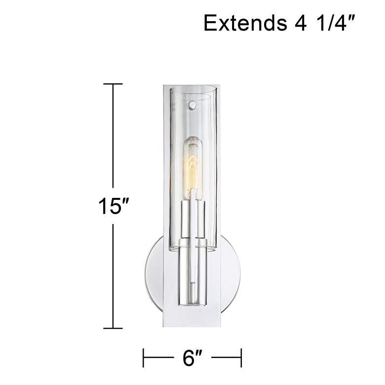 Image 6 Possini Euro Pax 15" High Modern Clear Glass and Chrome Wall Sconce more views