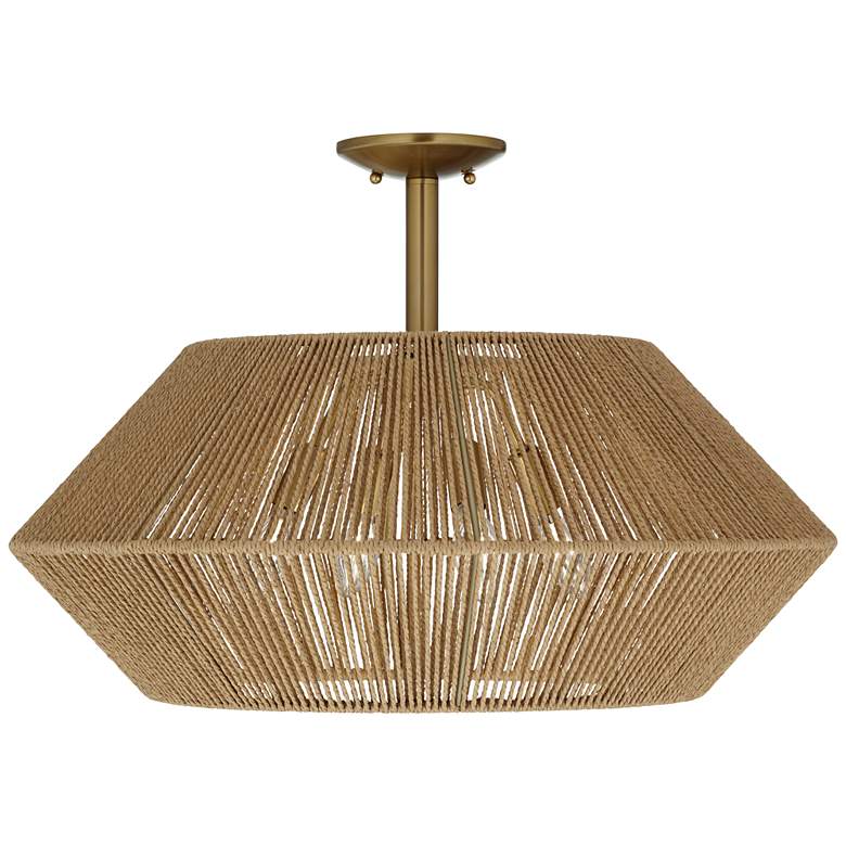 Image 5 Possini Euro Pedro 24" Wide Brass and Rattan 4-Light Ceiling Light more views