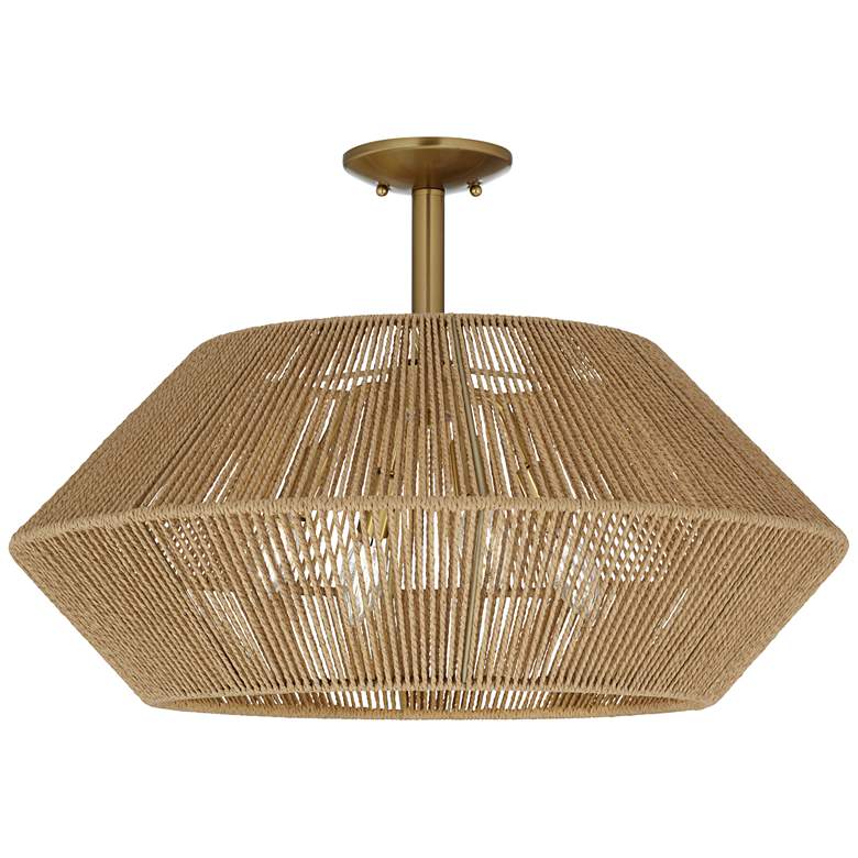 Image 6 Possini Euro Pedro 24" Wide Brass and Rattan 4-Light Ceiling Light more views
