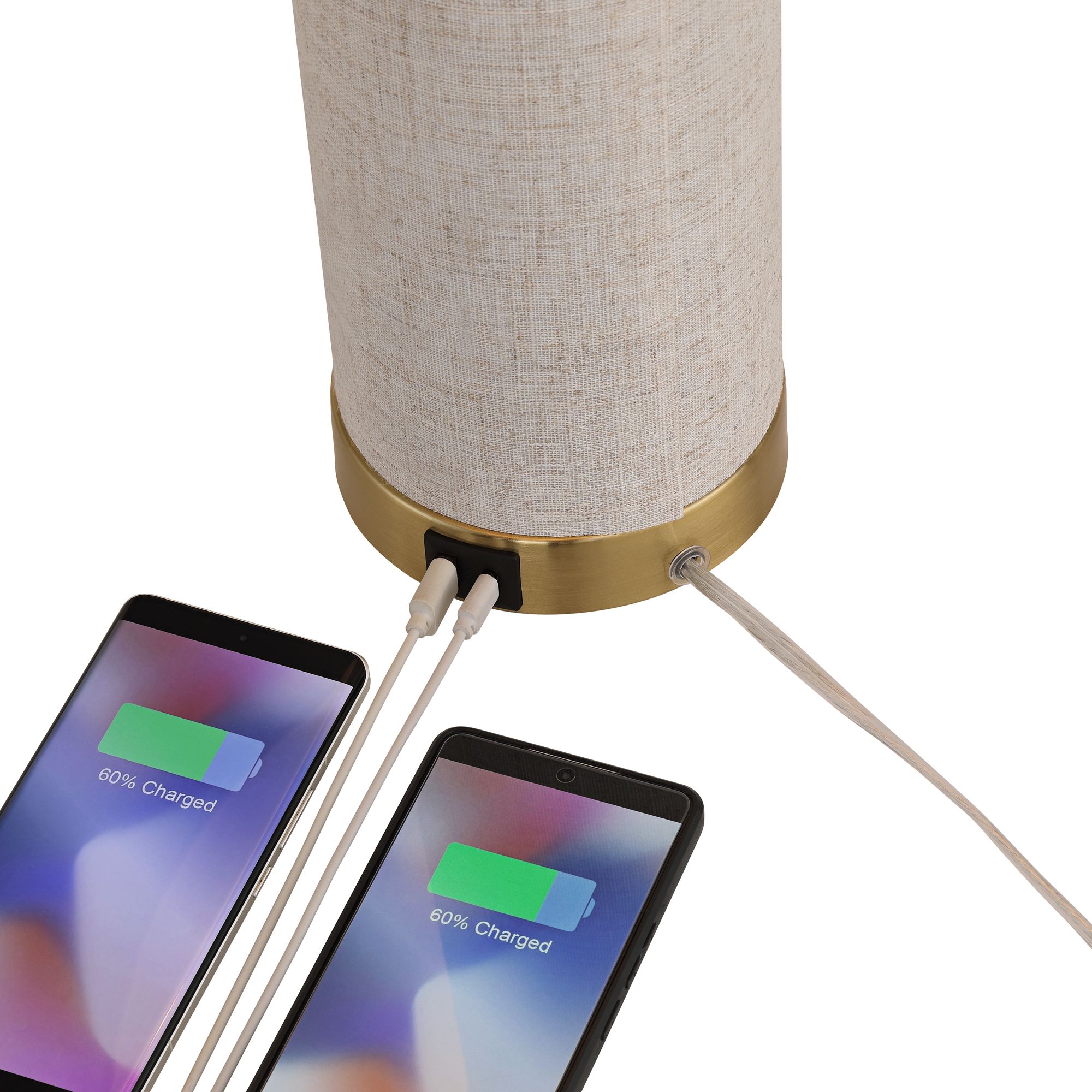 Image 7 Possini Euro Pelion 27 1/2" High Oatmeal Burlap Fabric USB Table Lamp more views