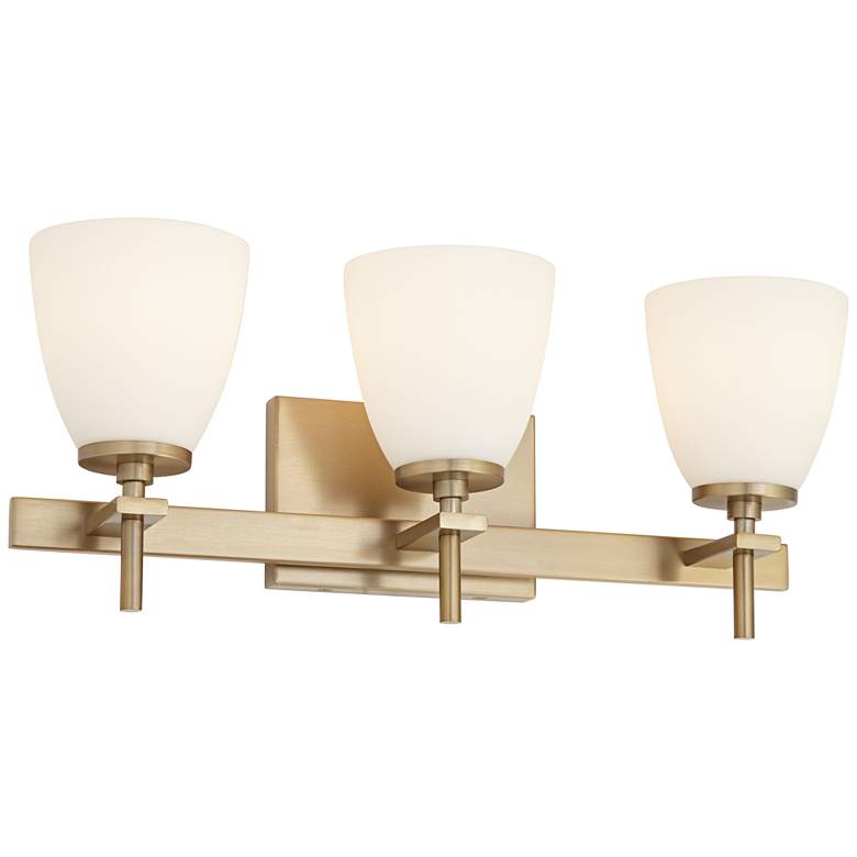 Image 2 Possini Euro Pell 20 inch Wide Brass 3-Light Bath Light