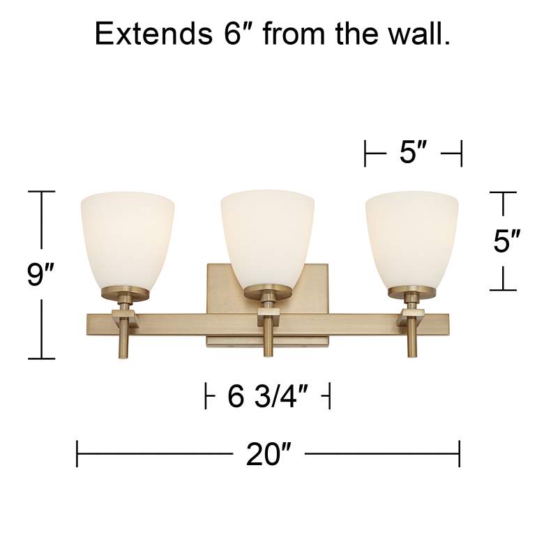 Image 7 Possini Euro Pell 20 inch Wide Brass 3-Light Bath Light more views