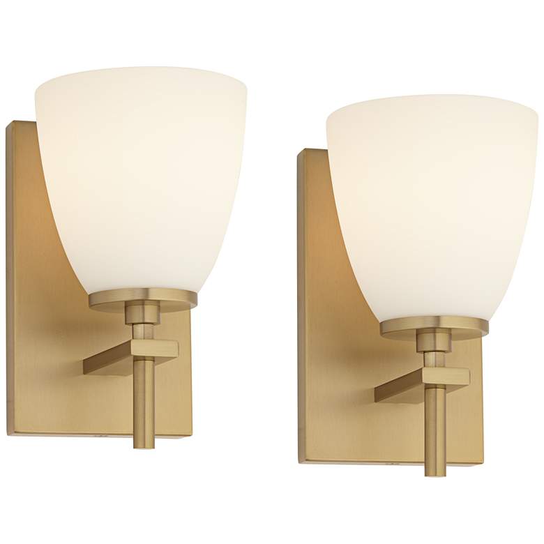 Image 2 Possini Euro Pell 8 1/2 inch High Brass Wall Sconce Set of 2