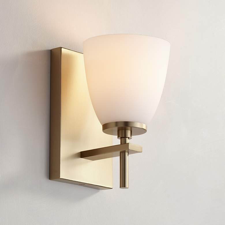 Image 1 Possini Euro Pell 8 1/2" High Brass Wall Sconce