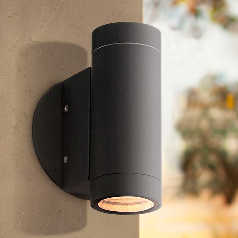 Image 1 Possini Euro Peri 6 1/2 inch High Matte Black Up and Down Wall Light