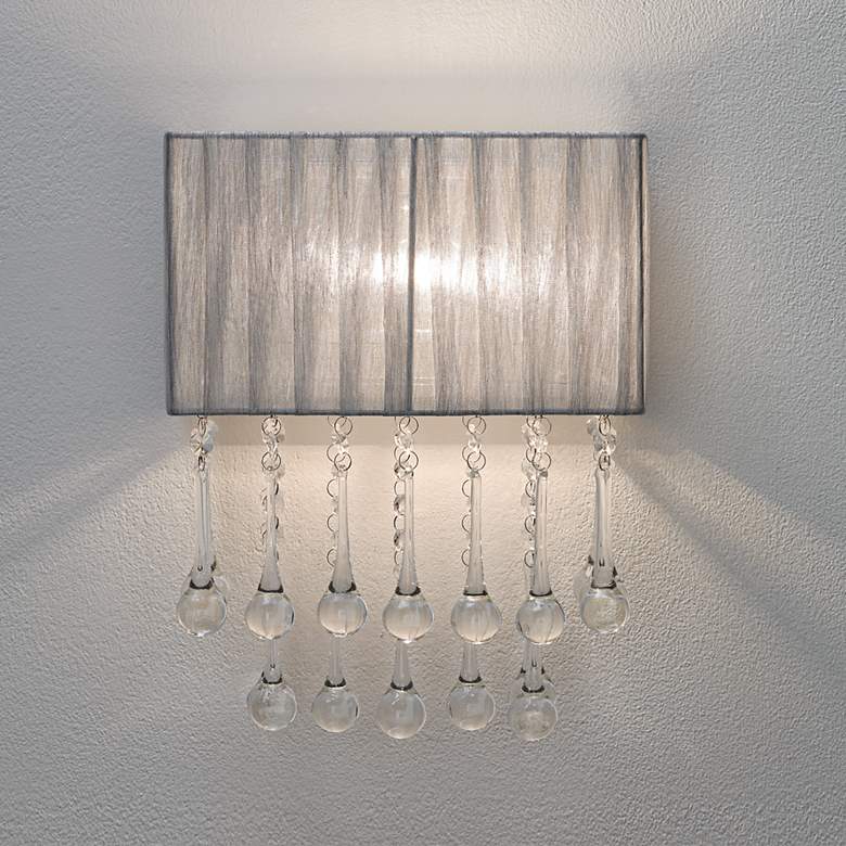 Image 1 Possini Euro Pernelle 14 inch High Silver Crystal Wall Sconce