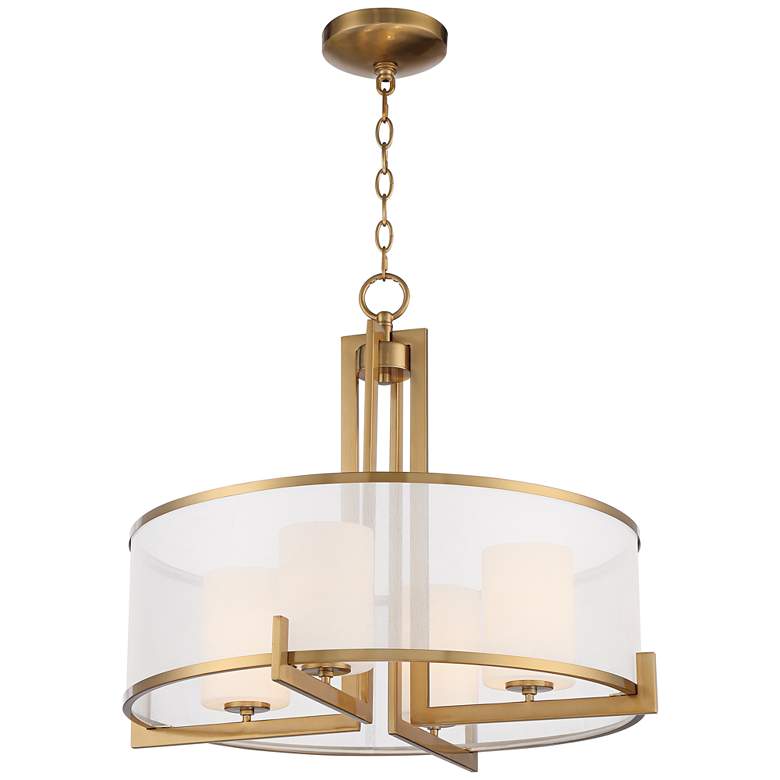 Image 7 Possini Euro Persephone 24" Wide Warm Antique Brass Drum Pendant Light more views