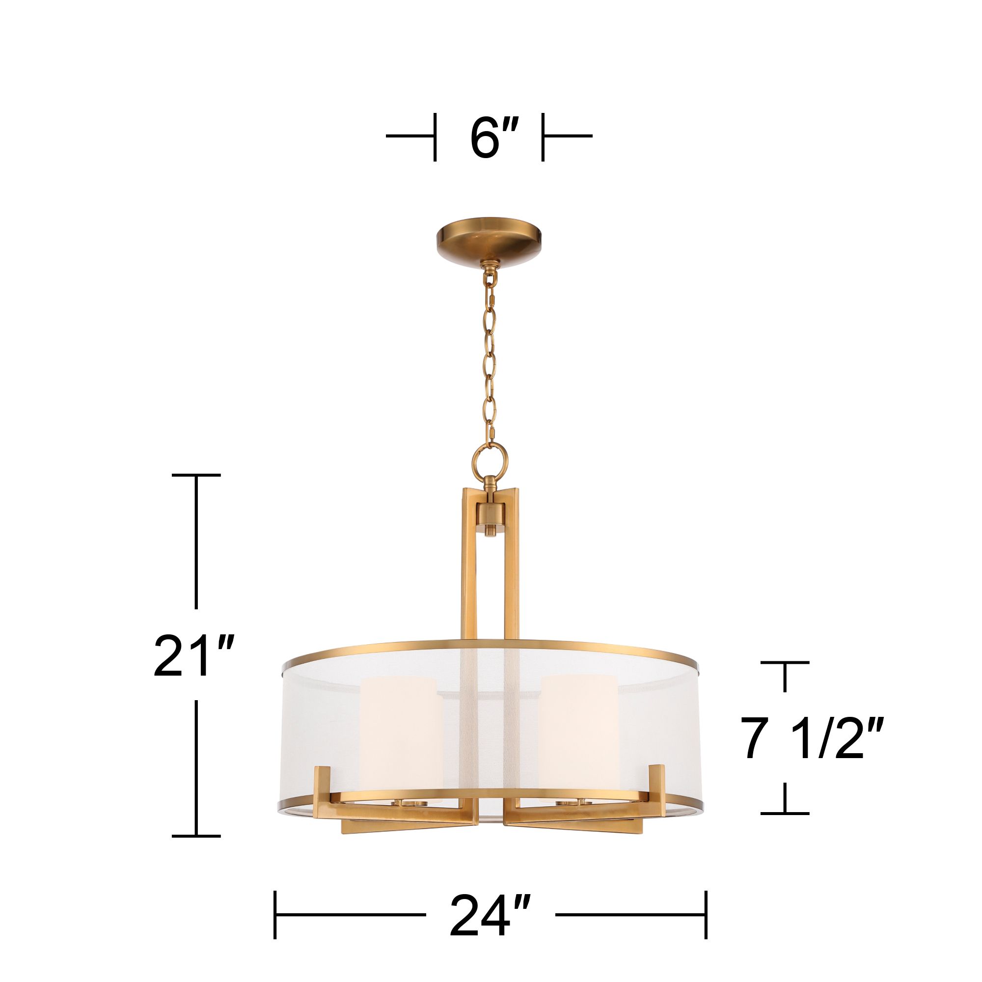 Possini Euro Persephone 24" Wide Warm Antique Brass Drum Pendant Light