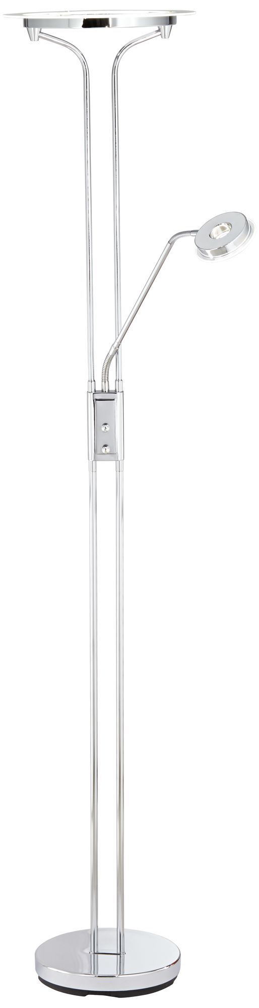 Image 3 Possini Euro Perseus Chrome LED Torchiere Floor Lamp with Reading Light