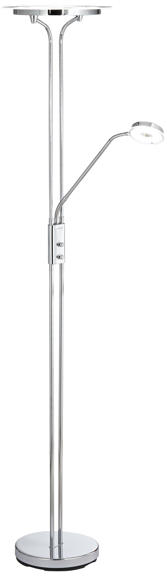 Possini Euro Perseus Chrome LED Torchiere Floor Lamp with Reading Light in scene