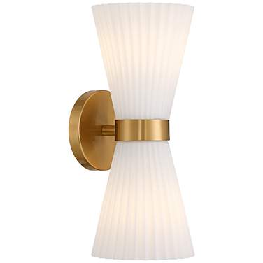 Possini Euro Peter 14" High Warm Brass 2-Light Wall Sconce