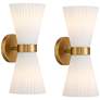 1_Possini Euro Peter 14" High Warm Brass 2-Light Wall Sconce Set of 2