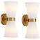 Possini Euro Peter 14" High Warm Brass 2-Light Wall Sconce Set of 2