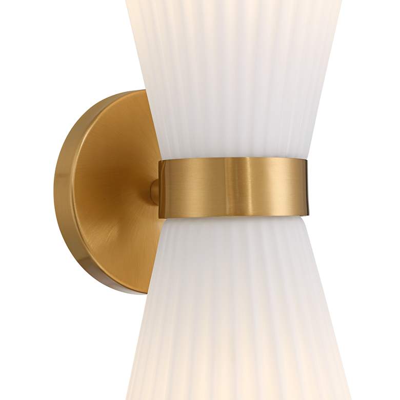 Image 4 Possini Euro Peter 14" High Warm Brass 2-Light Wall Sconce more views