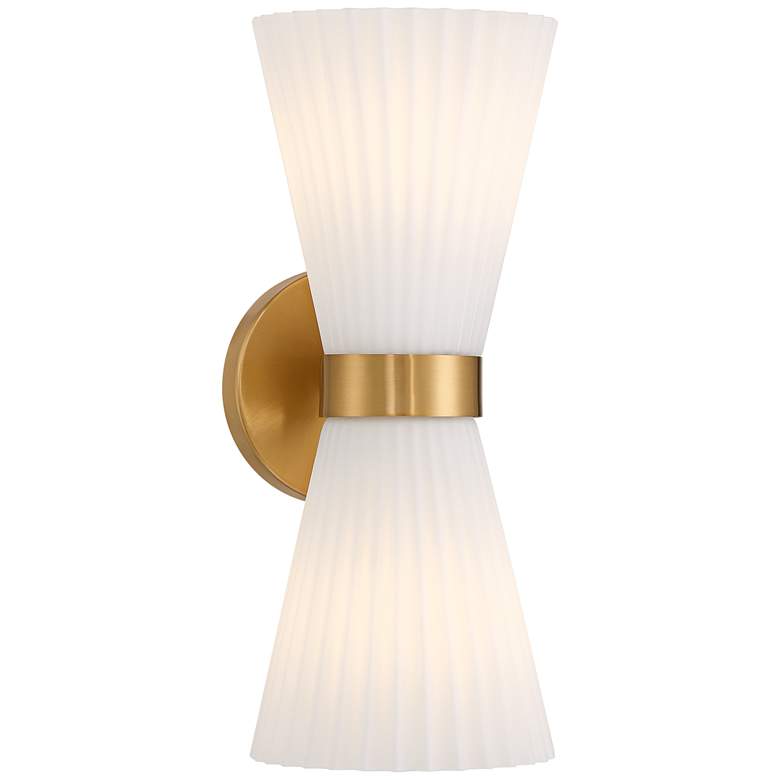 Image 6 Possini Euro Peter 14" High Warm Brass 2-Light Wall Sconce more views