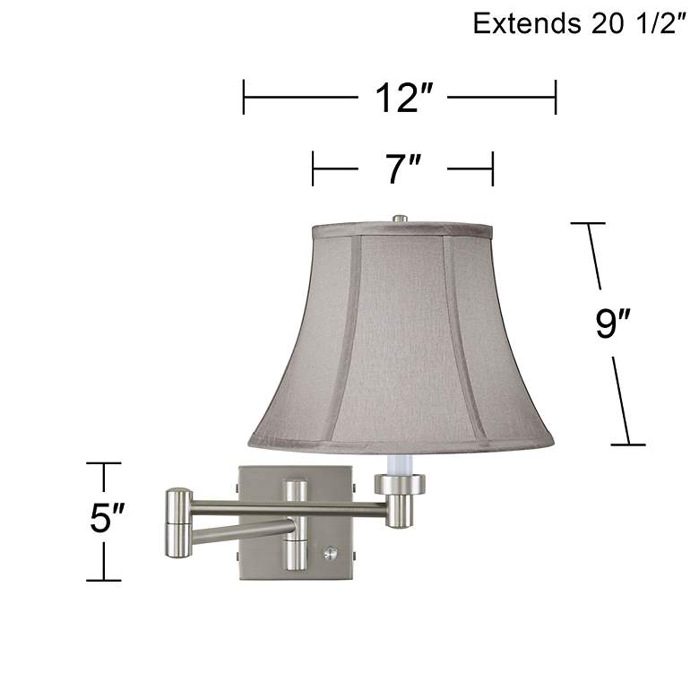 Image 3 Possini Euro Pewter Gray Bell Brushed Nickel Swing Arm Wall Lamp more views