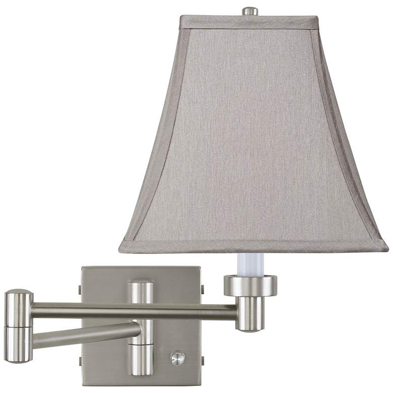 Image 1 Possini Euro Pewter Gray Square Brushed Nickel Swing Arm Wall Lamp