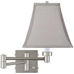 Possini Euro Pewter Gray Square Brushed Nickel Swing Arm Wall Lamp