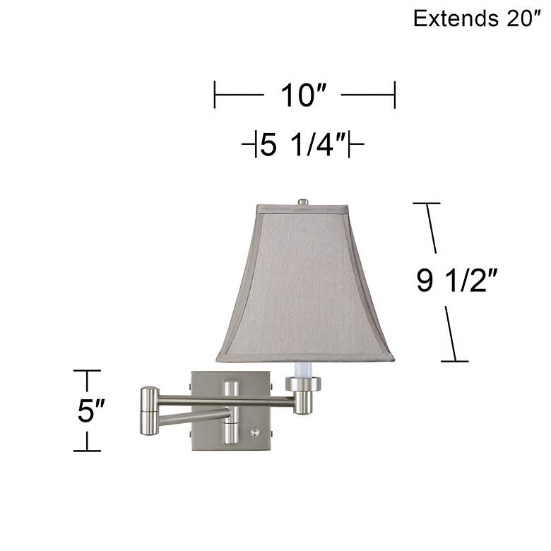 Image 3 Possini Euro Pewter Gray Square Brushed Nickel Swing Arm Wall Lamp more views